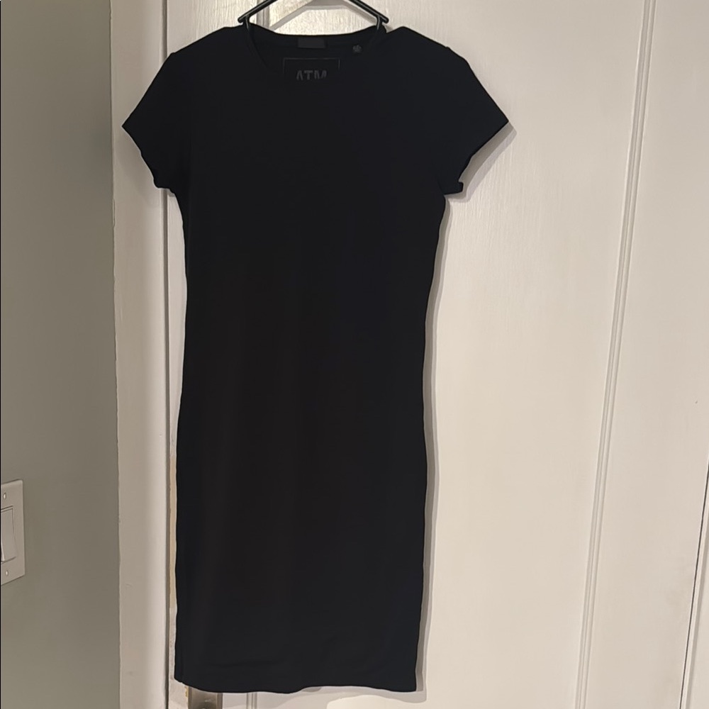 ATM Anthony Thomas Melillo Pima Cotton Jersey Dress Medium Black